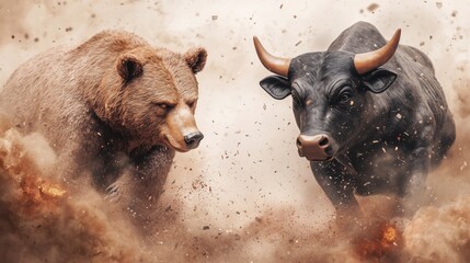 Bear vs Bull Stock Market Fight Concept