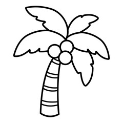 Palm, coloring page, outline illustration
