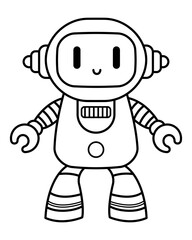 Cute cartoon robot. Coloring page. Outline illustration.