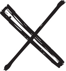 large black X is drawn with rough uneven lines suggesting a bold and handwritten style. The thick strokes and the bold shape of the X create a strong visual impact emphasizing its importance.