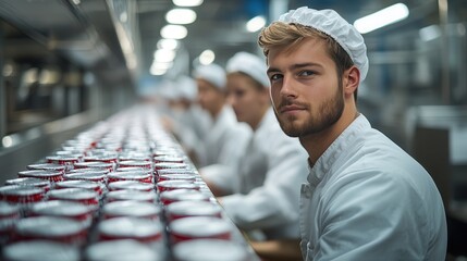 Young Chef in a Food Production Line