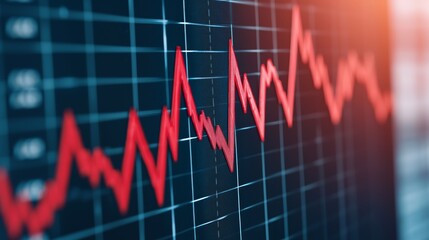 Red Stock Market Graph on Monitor Screen