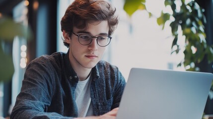 Young Man Focused on His Work