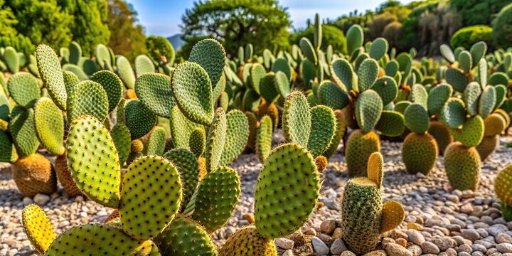 Carpet of Opuntia engelmannii Rastrera in Allauch in Provence Silhouette