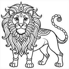 Fototapeta premium Lion Animal Mandala Coloring page