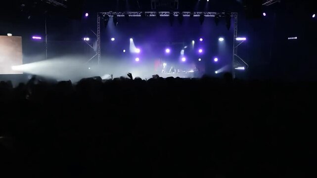 Excited crowd cheering and having fun at music concert