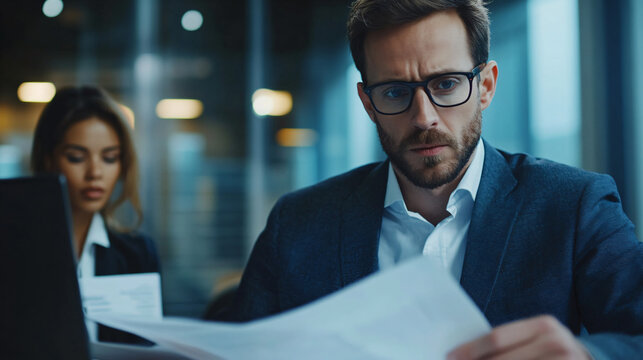 Business Professionals Analyzing Data Reports