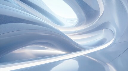 Naklejka premium Abstract Futuristic Interior with Curved Walls and Glossy Surfaces