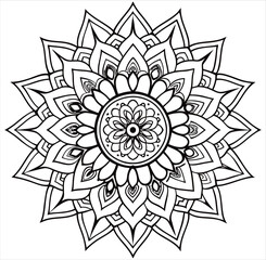 Circular pattern in the form of a mandala.Mehndi style. Decorative pattern in oriental style. Coloring book page.