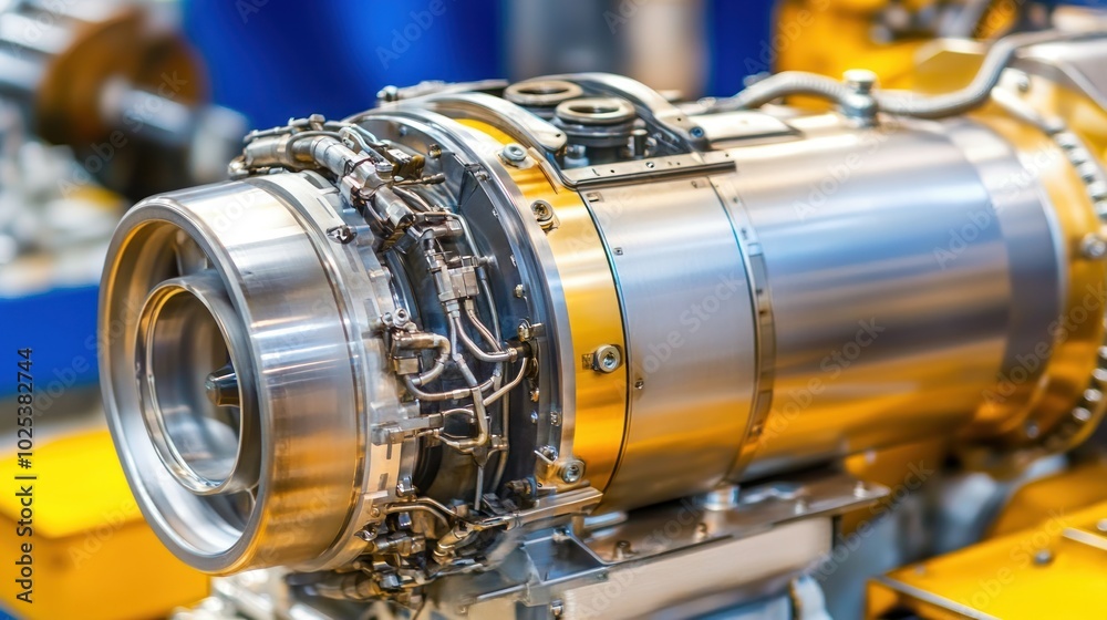 Poster close-up of a jet engine with intricate details