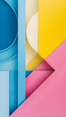 Fototapeta premium Simplicity Geometric Design Set Clean Lines and Colorful Forms In Blue Yellow Pink, Gradient