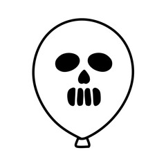 Balloon Icon with Scary Face Expression Halloween Theme, Halloween Horror Balloon Illustration Line Art, Hand Drawn Halloween Balloon, Horror Theme Balloon Icon Scary Smiley Face