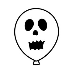 Balloon Icon with Scary Face Expression Halloween Theme, Halloween Horror Balloon Illustration Line Art, Hand Drawn Halloween Balloon, Horror Theme Balloon Icon Scary Smiley Face