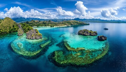 Fototapeta premium Drone photography revealing breathtaking underwater landscapes, low-angle perspective showcasing the harmony of nature and conservation