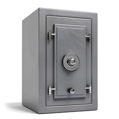 Security metal safe on white background