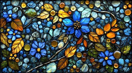 Vibrant Stained Glass Art Featuring Nature Elements