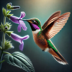 Fototapeta premium hummingbird and flower Ai Generated