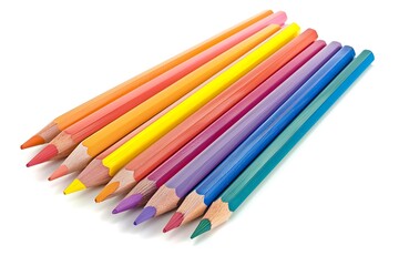 Fototapeta premium Set of color pencils isolated on white background