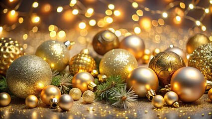 Christmas background wallpaper with glittery decorations and lights