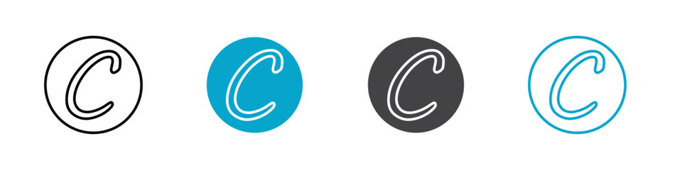 C grade icon Symbol in outline style