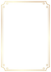 Golden frame. Abstract scrolling lines. Elegant gold color for book cover. vintage corner decorative border