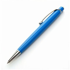 Stylish blue pen on white background