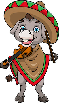 recommend clip art: Mexican donkey playing violin and wearing a sombrero Mexican hat