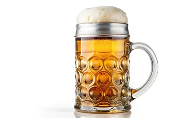 Classic German beer stein isolated on white background