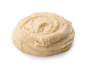 Sample of delicious hummus isolated on white