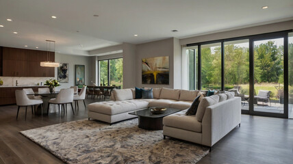 Fototapeta premium Modern living room interior 3d render. Living room interior design.