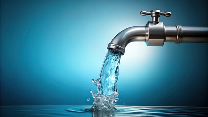 Clean water flowing from pipe minimalist design