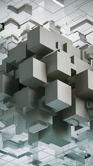 Vector Abstract geometric shape from gray cubes. White squares