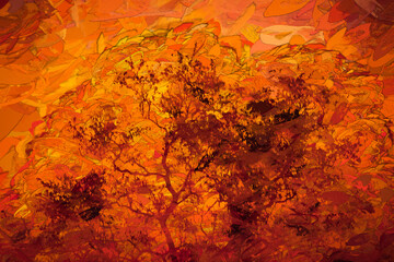 Vibrant Abstract Autumn Leaves Fantasy Image