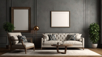 Fototapeta premium Modern living room interior 3d render. Living room interior design.