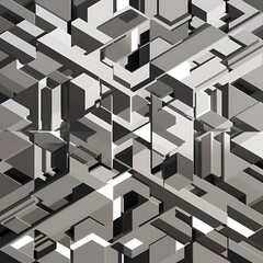 Vector Abstract geometric shape from gray cubes. White squares