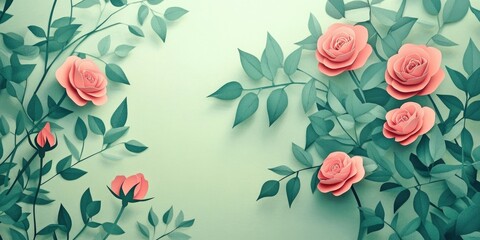 Green foliage of a rose bush, Vibrant green leaves of a rose bush