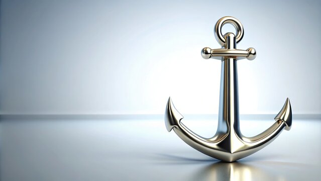 Close-Up Elegant Anchor with Smooth Finish on White Background with Soft Oceanic Undertone