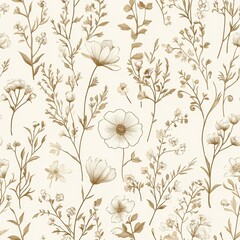 Elegant Minimalist Floral Seamless Pattern Design