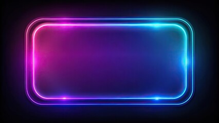 Close-up glowing neon sign frame on black background