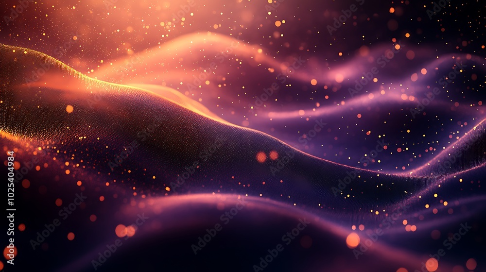Aufkleber abstract background with glowing waves and particles.