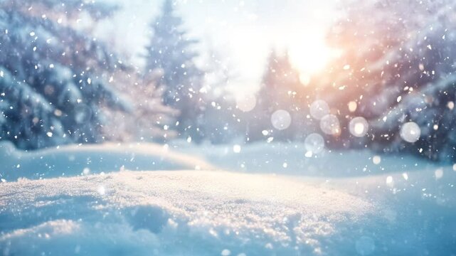 snowfall with views of pine trees that are pleasing to the eye loop animation