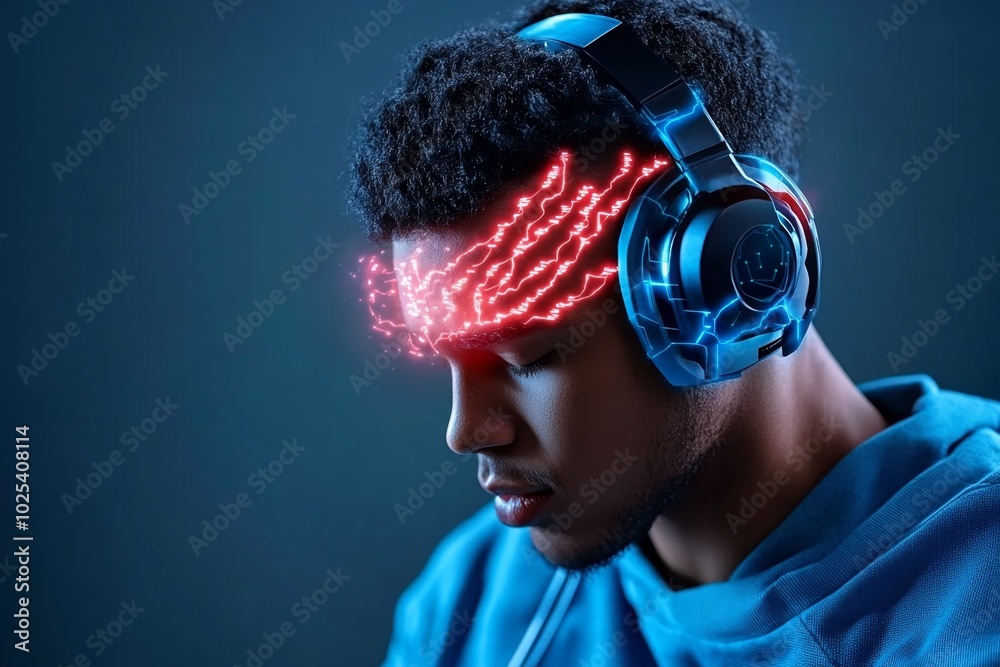 Leinwandbilder Hackerâ€™s tools are advanced neural interfaces, allowing direct brain-to-network interaction, with glowing lines of code flowing directly from their mind into the digital space