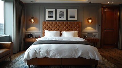 Luxurious Modern Bedroom Interior Design with Leather Headboard