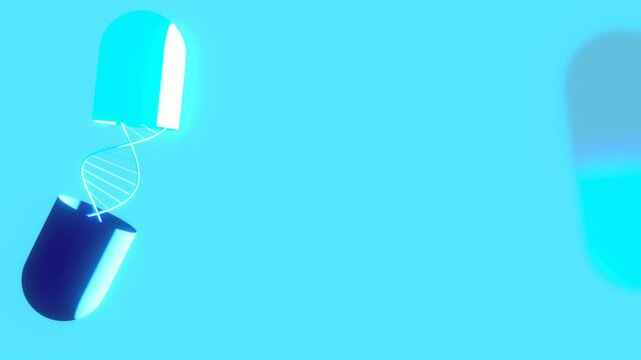 Pill opened on light and smooth background for text and brand on side