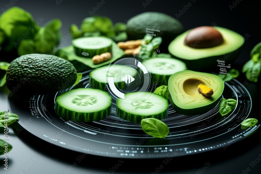 Aufkleber holographic detox guide, where users interact with a digital display to create personalized detox di