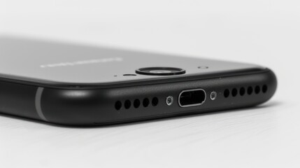 Close-up of a Black Smartphone's Bottom Edge with Ports and Speakers
