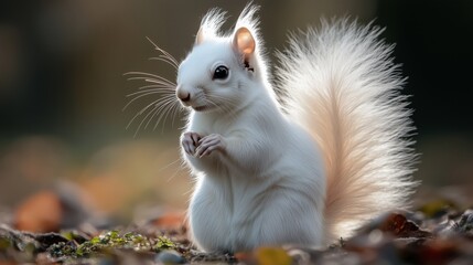 Obraz premium A photo of an albino squirrel in the wild