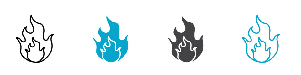 fire icon Sign set in black and white