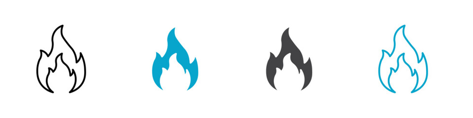 fire icon Sign set in black and white