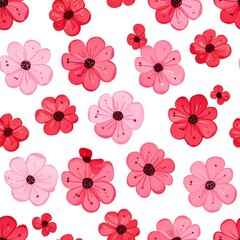 Soft Pink and Red Hibiscus Watercolor Flower Seamless Pattern